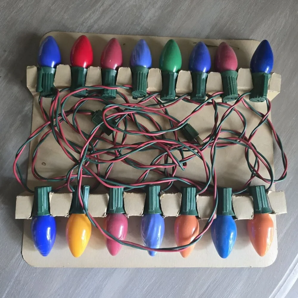 Vintage Crescent 15 Light Christmas Outdoor Set Large Bulb C7 Original Box Works